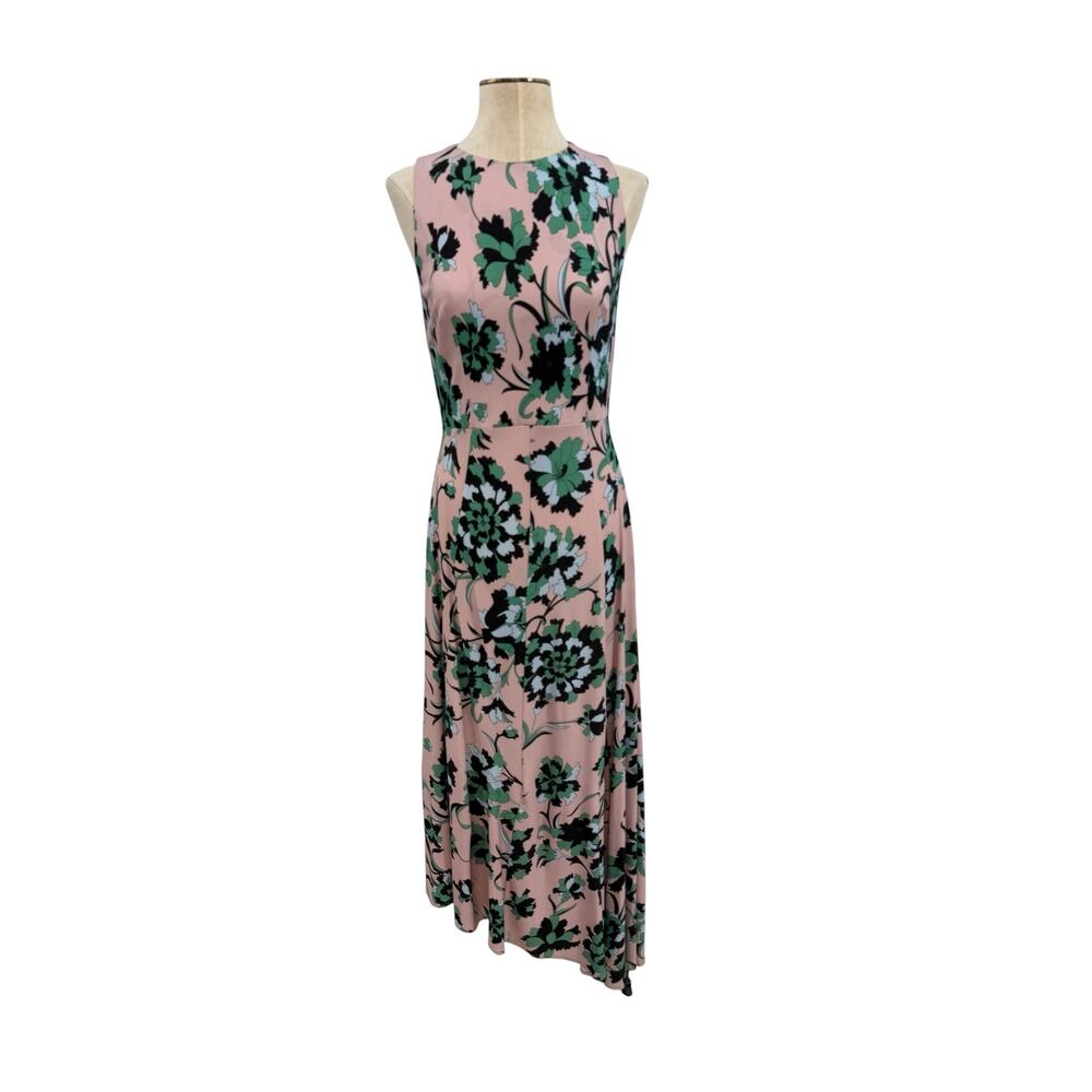 La DoubleJ Pina Floral Sleeveless Midi Dress Pink Green Print Jersey Italy Small